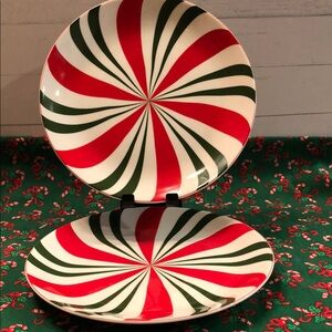 Festive Red and Green Swirl Plates